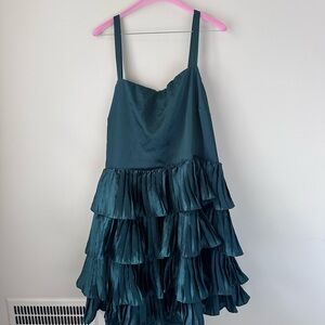 ARULA green satin mini dress